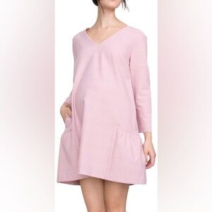 Hatch Pink V-Neck Long-Sleeve Shift Dress